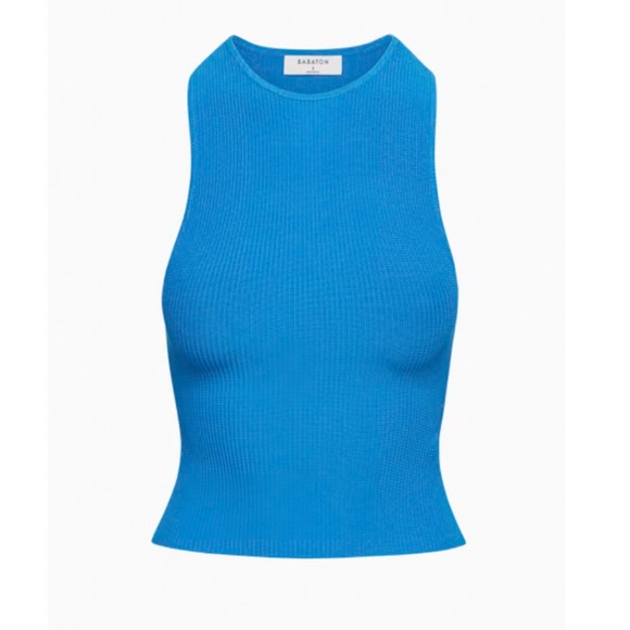 Aritzia Babaton Sculpt Knit Raver Tank NEW Blue - Picture 4 of 4